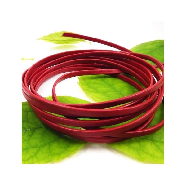 Cuir plat 3mm doublé rouge