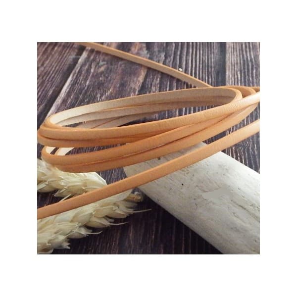 Cuir plat 3mm orange pastel par mètre