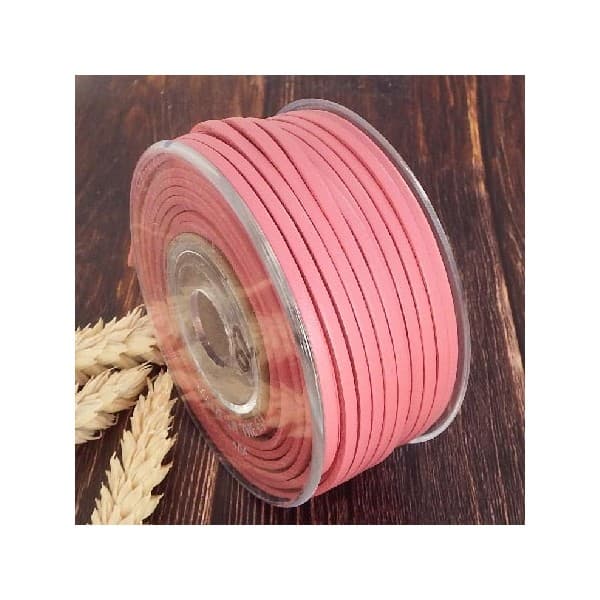 Cuir plat 3mm rose pastel par metre