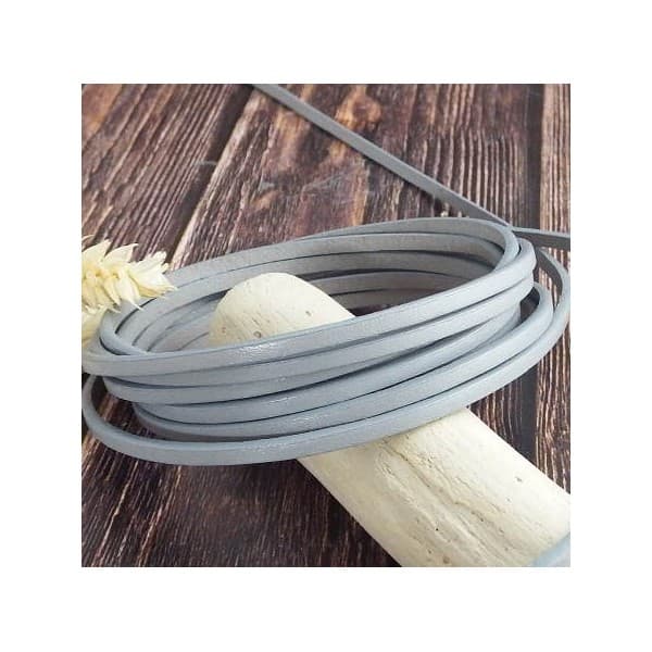 Cuir plat 3mm gris pastel par metre