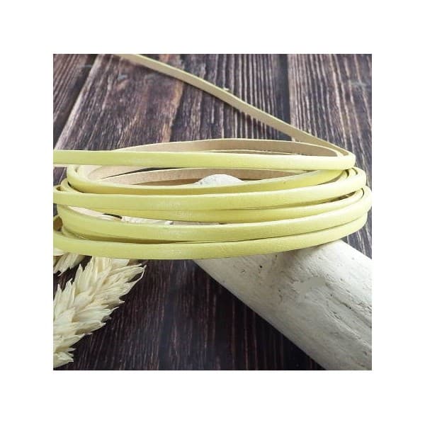 Cuir plat 3mm jaune pastel par metre