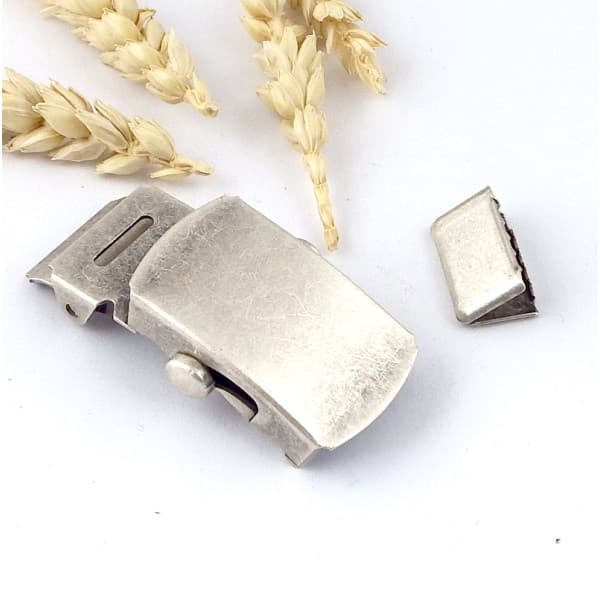 Boucle fermoir militaire avec embout pour cordon plat 20mm