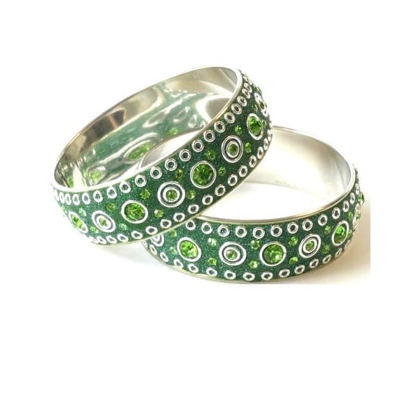 bracelet artisanal zamak argent et cristal swaroski vert