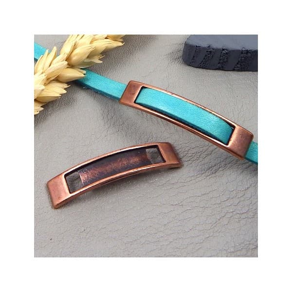 passe cuir rectangle original cuivre vieilli pour cuir 5mm