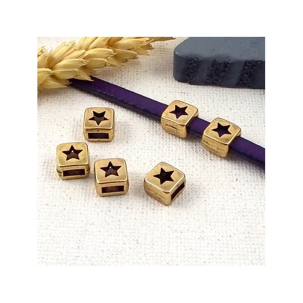 2 passe cuir etoile zamak finition bronze pour cuir plat 5mm