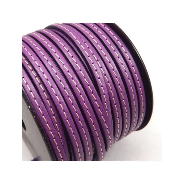 Cuir plat lilas 5mm avec couture