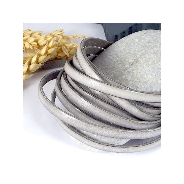 Cuir plat 5mm gris clair