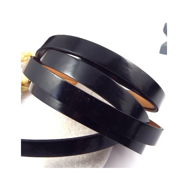 RARE cuir plat vernis noir 10mm