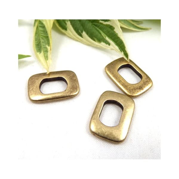 1 passe cuir rectangle design zamak bronze pour cuir regaliz
