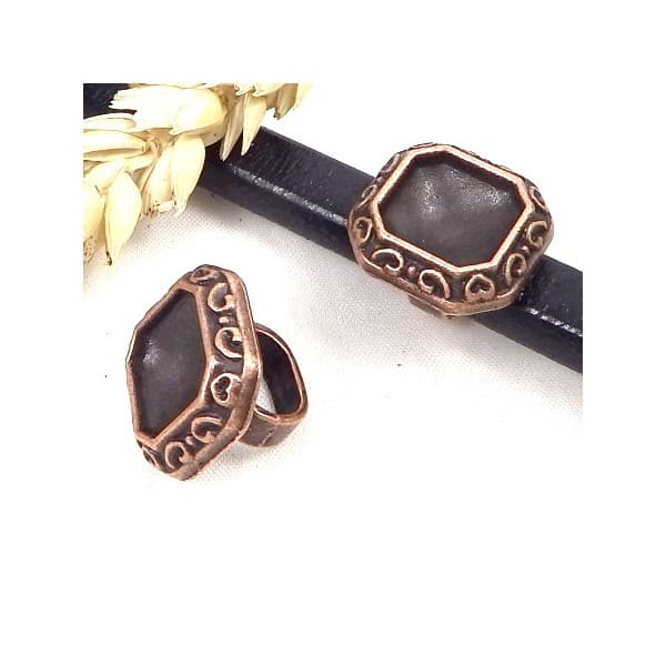 passe cuir carre cuivre support cabochon 12mm pour cuir regaliz