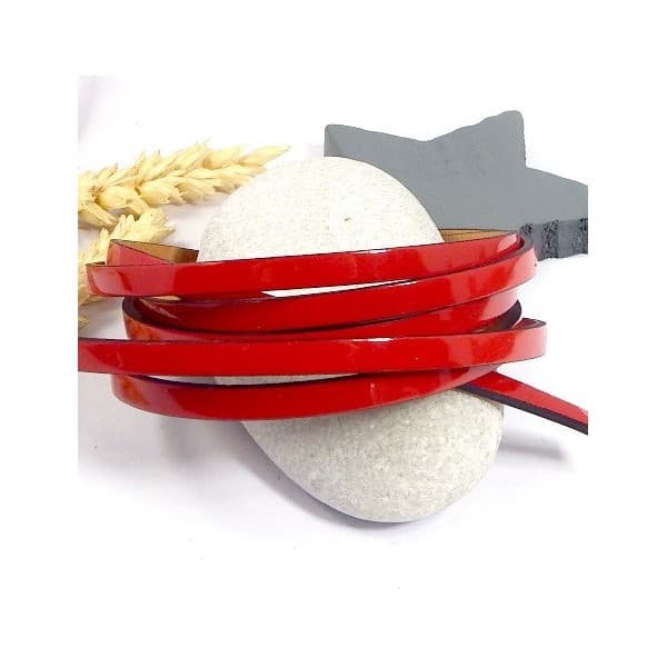 Cuir plat 5mm verni rouge double