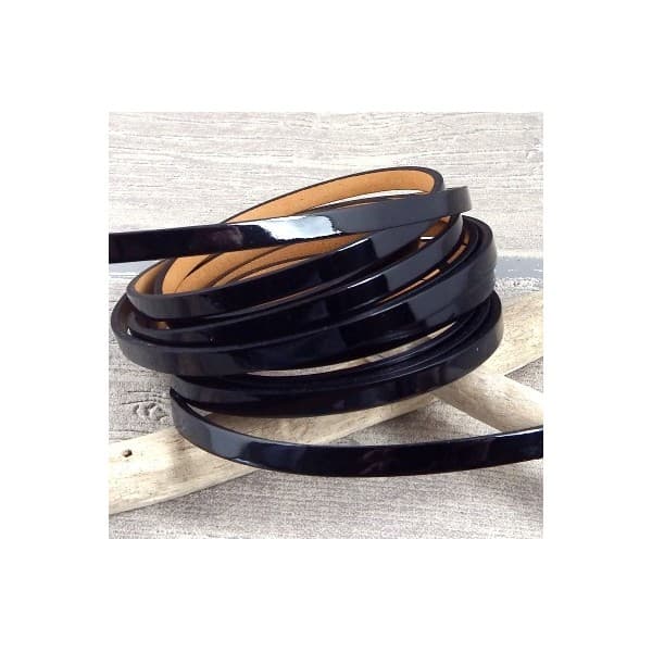 Cuir plat 5mm verni noir double
