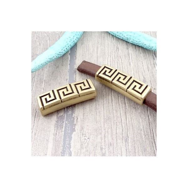 Perle tube ethnique bronze pour cuir regaliz