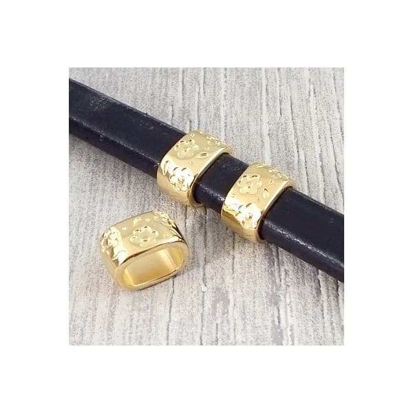 2 passe cuir rondelle fleurs zamak flashe or pour cuir regaliz