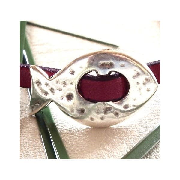 perle passante poisson evide pour cuir 5mm