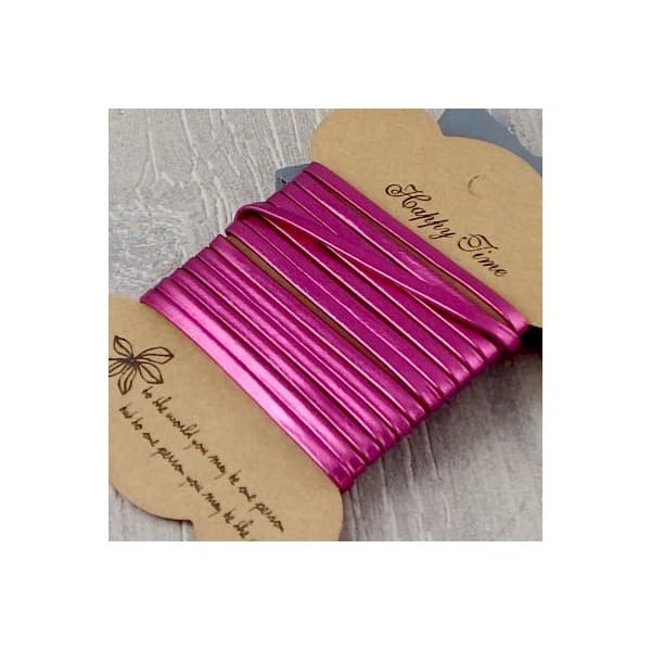 Cuir plat 3mm doublé fuchsia métal