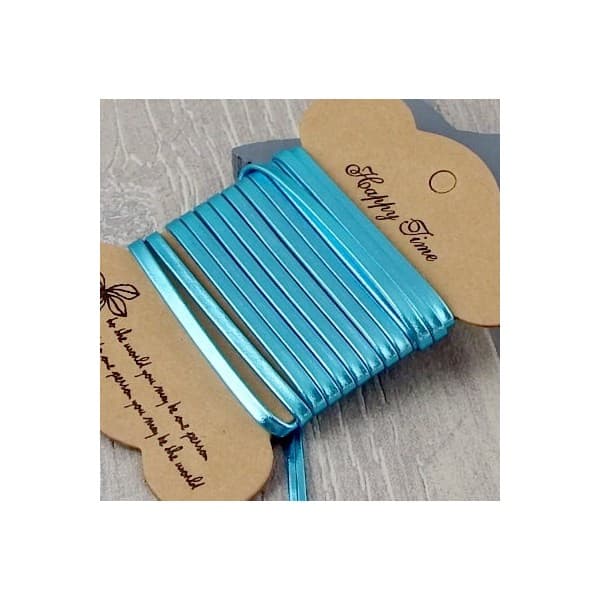 Cuir plat 3mm doublé turquoise métal