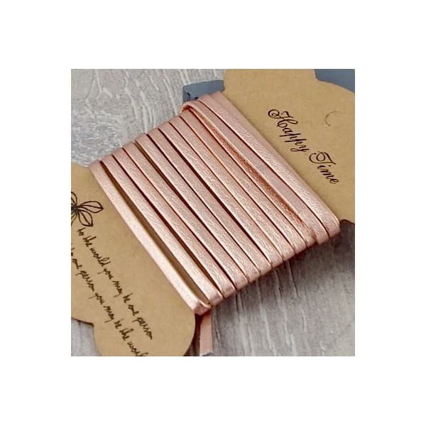 Cuir plat 3mm doublé or rose nacré 1 metre