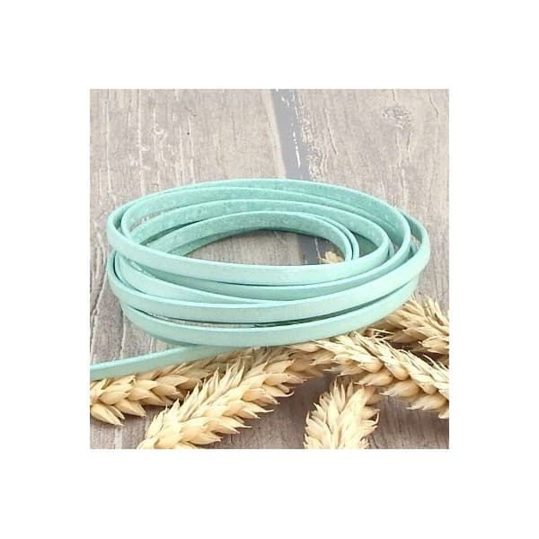 Cuir plat 5mm turquoise pastel