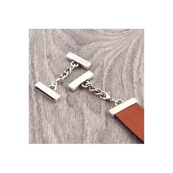 Fermoir ajustable argent pour cuir 20mm