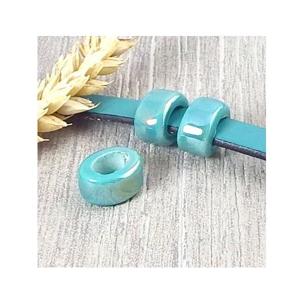 2 Passants ceramique vert ocean pour cuir 10mm