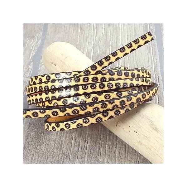 Cuir plat 5mm imprime typo noir et or haute qualite