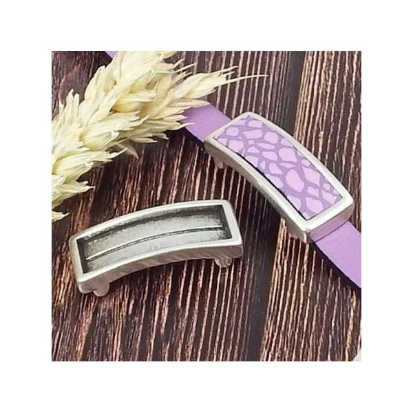 Passant rectangle support argent pour cuir 10mm