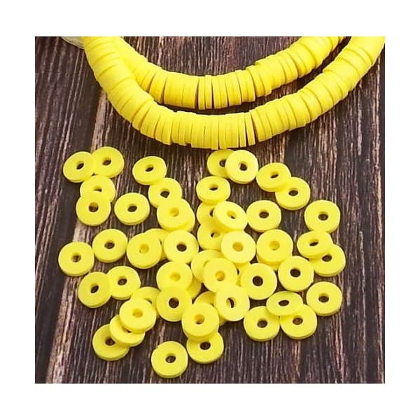 Perles Heishi 6mm jaune 22