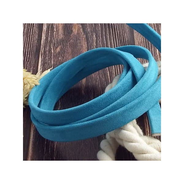 Cuir plat 10mm Daim turquoise