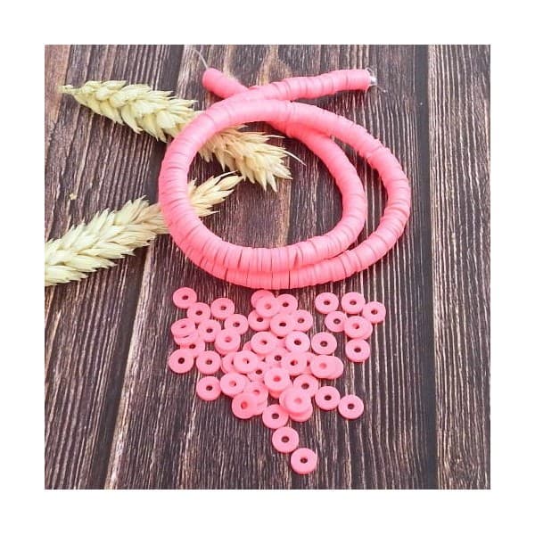 Perles Heishi 6mm rose vif 25