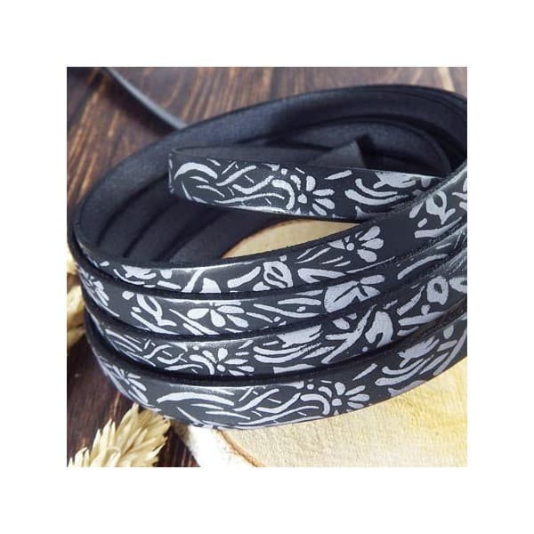 Cuir plat 10mm noir et gris grave jardin