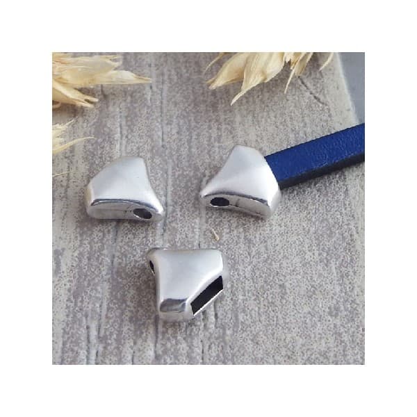 2 embouts intercalaires argent pour cuir plat 5mm