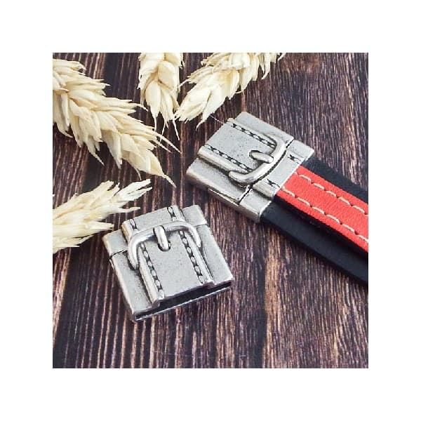 Fermoir magnetique argent style ceinture pour cuir 20mm