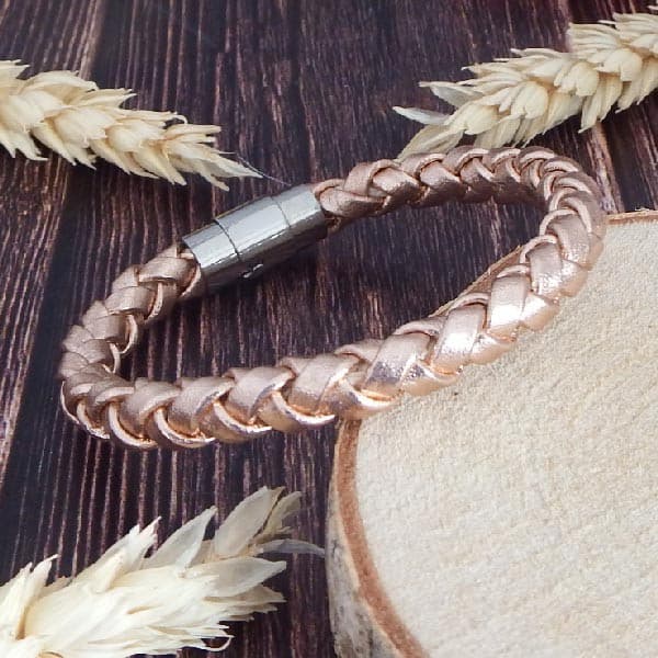 Bracelet cuir tresse fait main