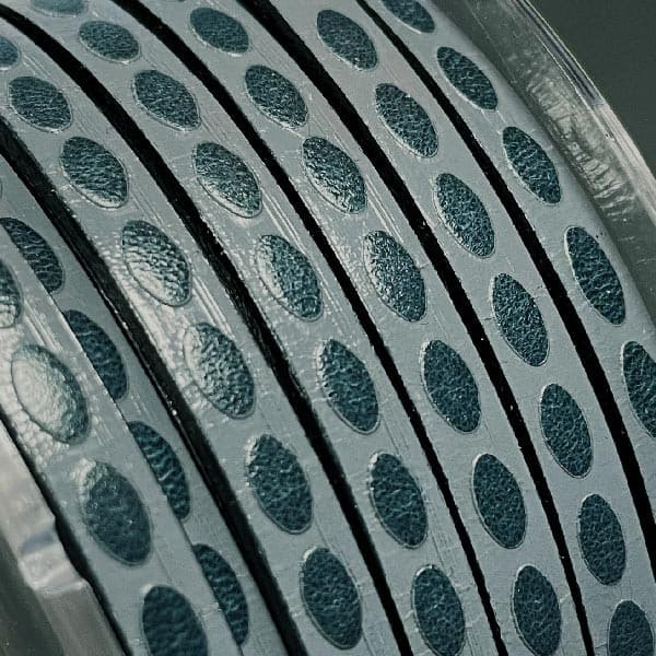 Cuir plat 5mm imprime ovales gris et bleupetrole