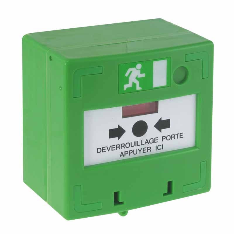 DÉCLENCHEUR MANUEL VERT 3 CONTACTS RESET FAÇADE - IZYX RCP300G