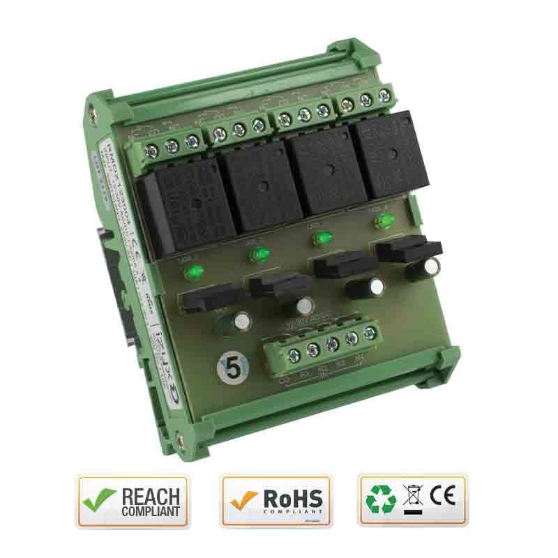 MODULE 4 RELAIS RAIL DIN 12-30 V AC/DC - IZYX RMDX123004