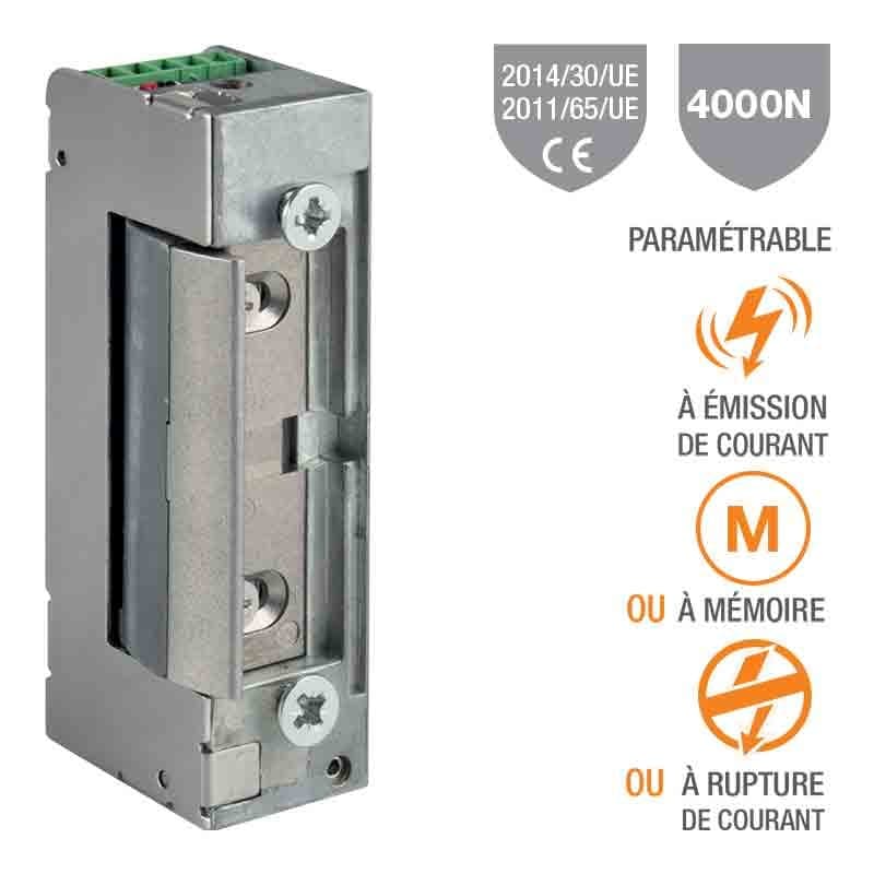 GÂCHE ÉLECTRIQUE UNIVERSELLE ÉMISSION, MÉMOIRE OU RUPTURE 4000N - IZYX ESU1000