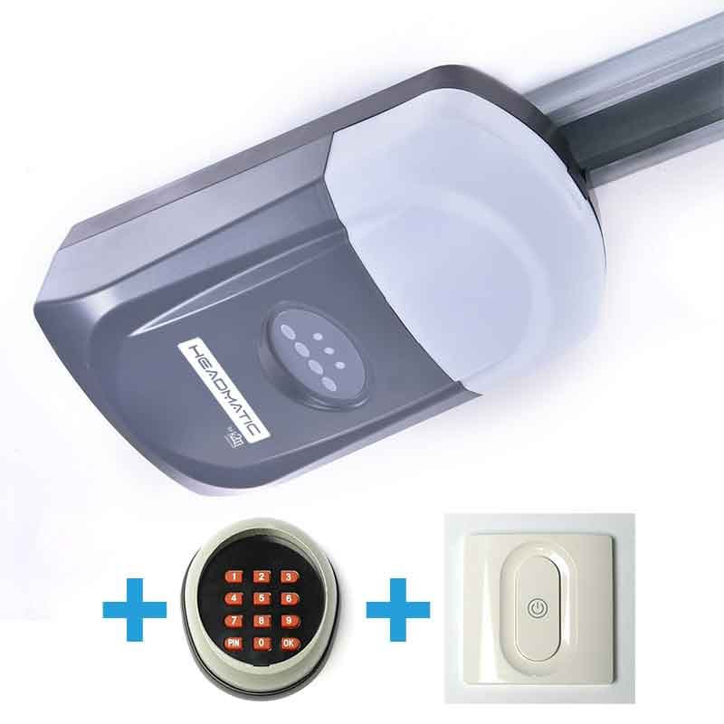 KIT DE MOTORISATION DE PORTE DE GARAGE 12M² HEADMATIC + CLAVIER À CODE + BOUTON MURAL SENSITIF - KIT-KMB-1030-DIGI-BPS