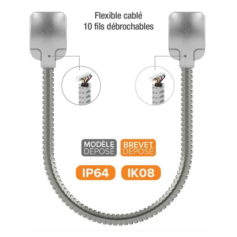 PASSAGE DE CÂBLE EN INOX ANTI-VANDALE EN APPLIQUE AVEC BORNIERS LG 400 MM - IZYX DLXT40S