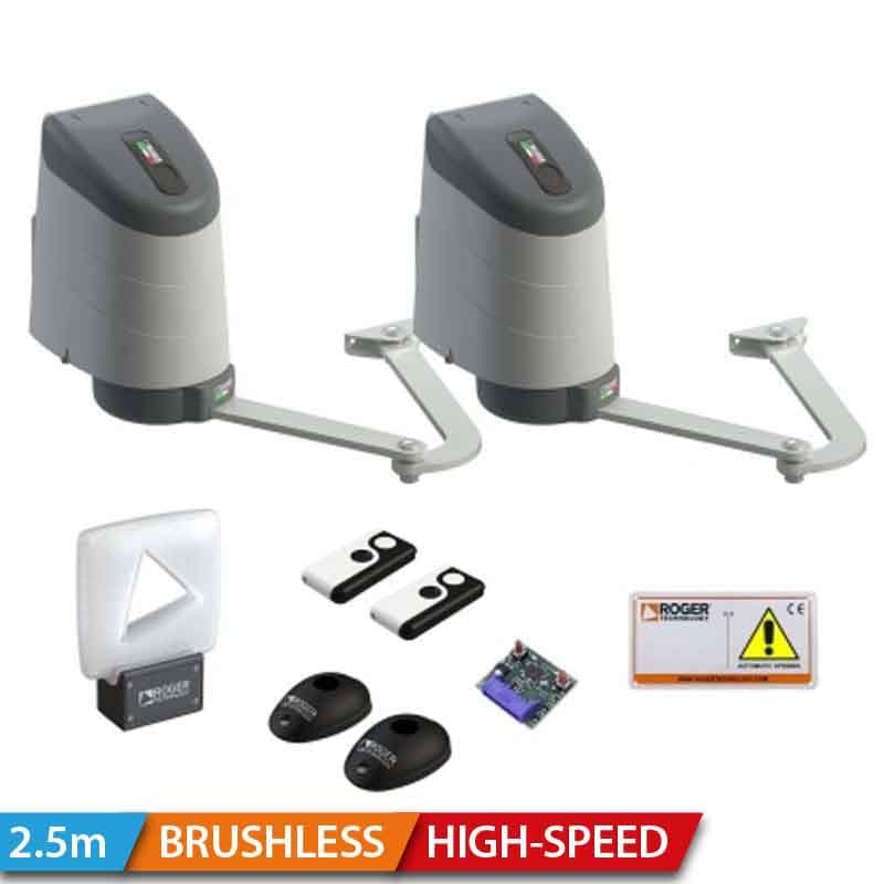 KIT DE MOTORISATION AYRON HIGH SPEED BRUHLESS POUR PORTAILS BATTANTS ROGER TECHNOLOGY KIT AY/255
