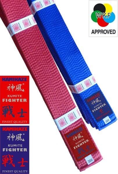 Ceinture compétition Karate KUMITE-FIGHTER Kamikaze Satin Rouge ou Bleue