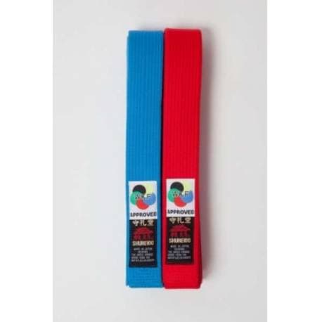 Ceinture compétition Karate SHUREIDO Rouge ou bleu Coton - Approuvée WKF