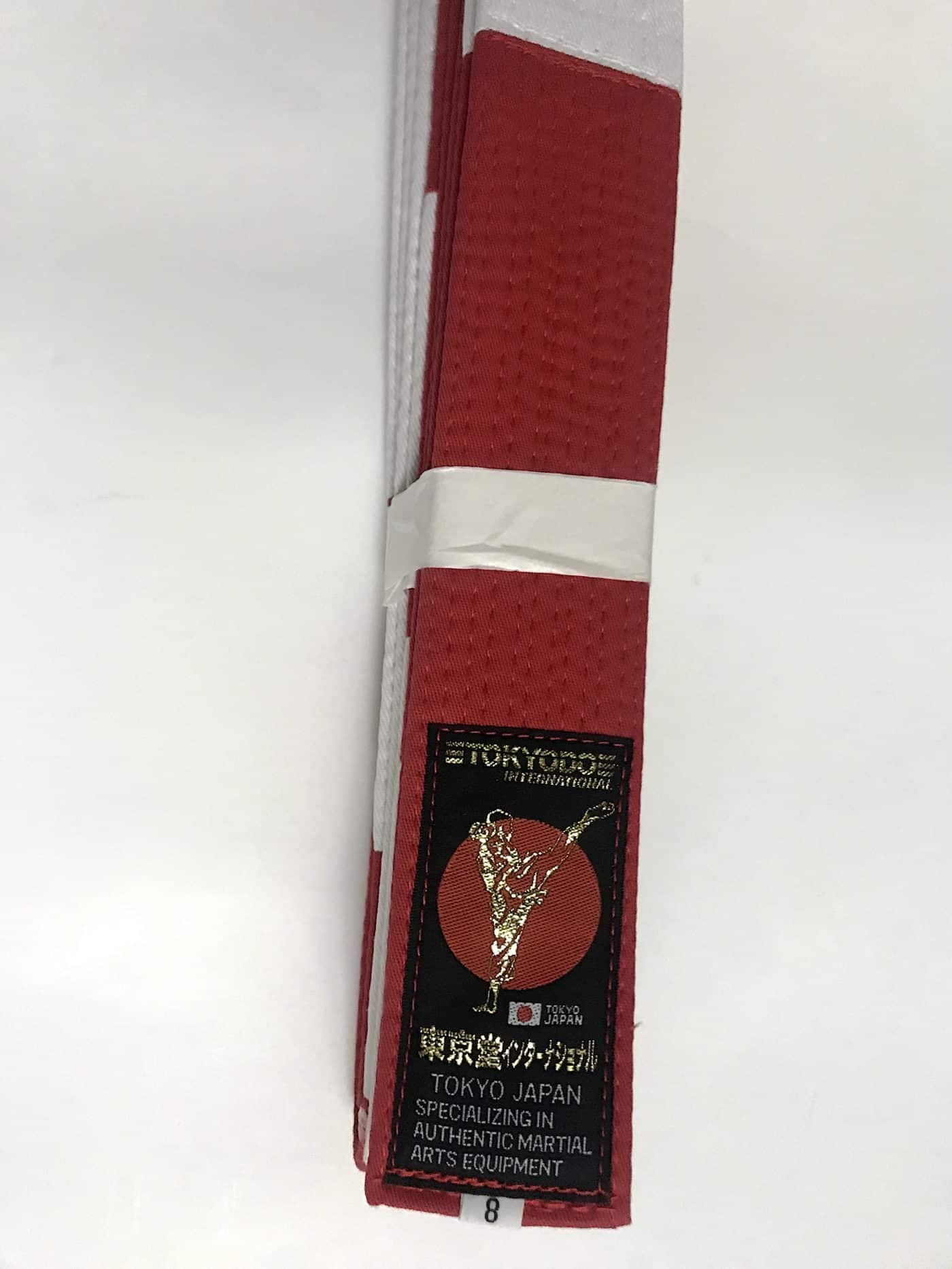 Ceinture de karate TOKYODO rouge et blanc Shihan