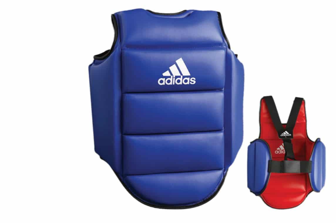 Plastron de Karate Adidas Réversible Rouge et bleu