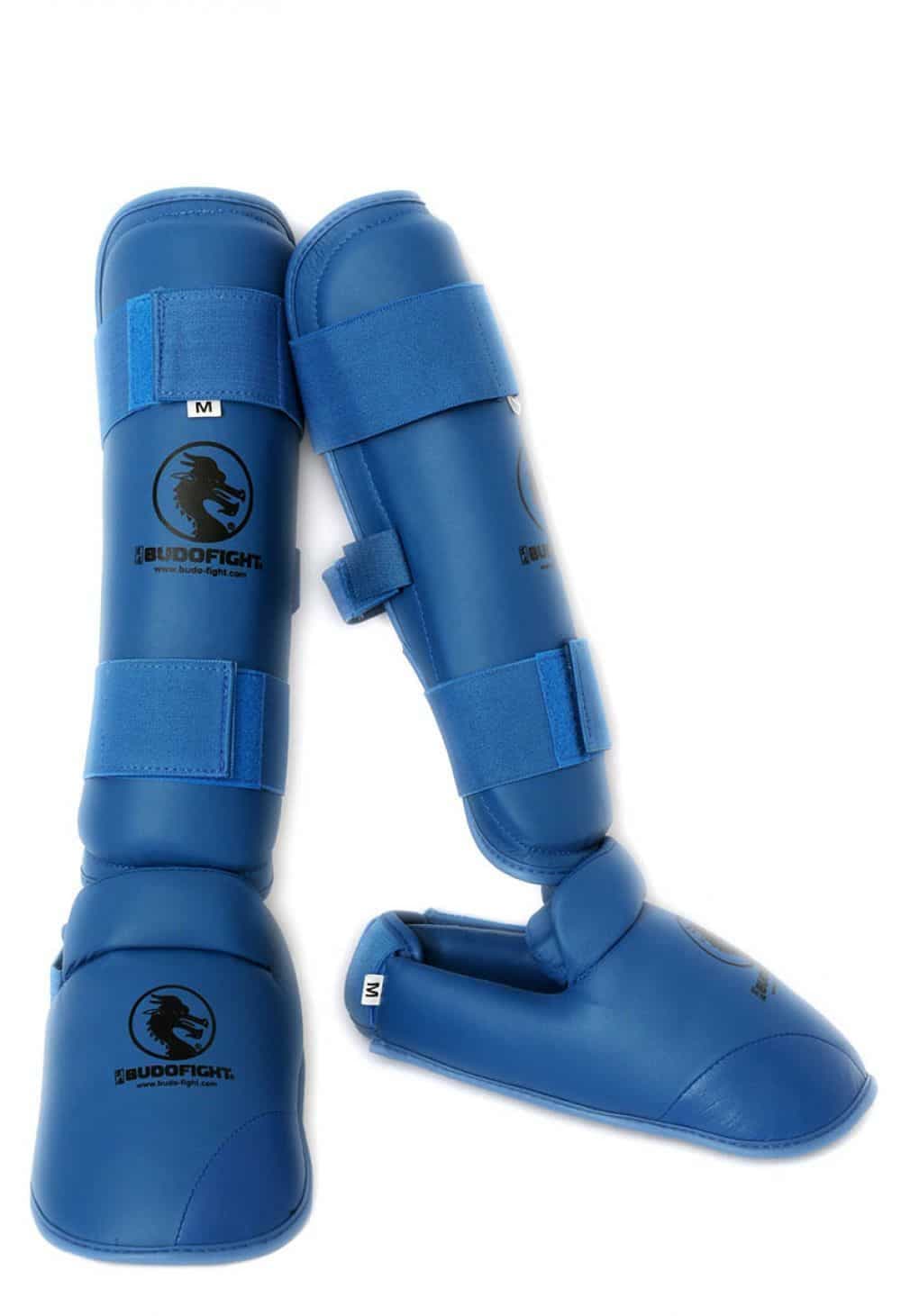 Protèges Tibias et Pieds de Karate BUDO-FIGHT - bleu ou rouge