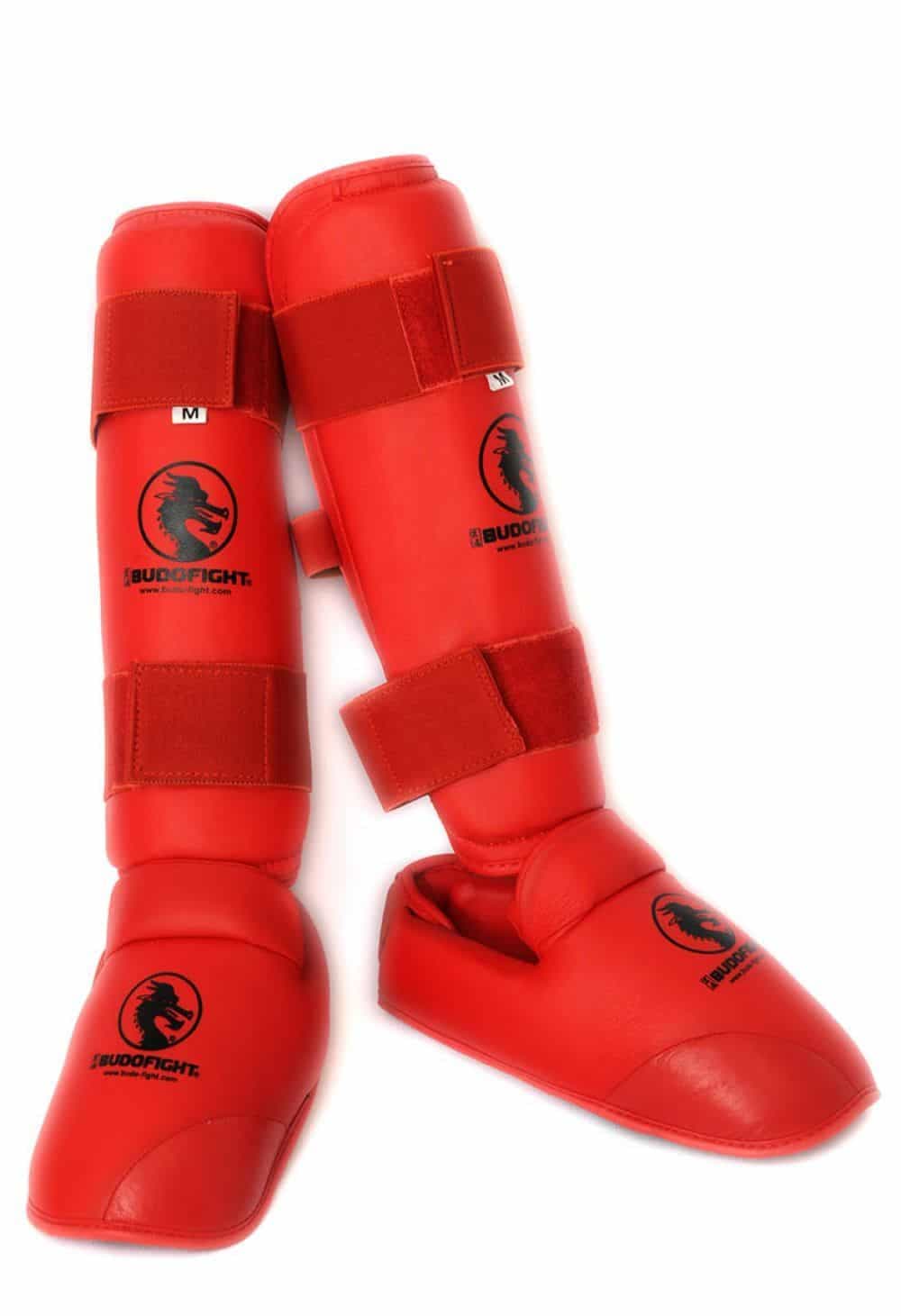 Protèges Tibias et Pieds de Karate BUDO-FIGHT - bleu ou rouge