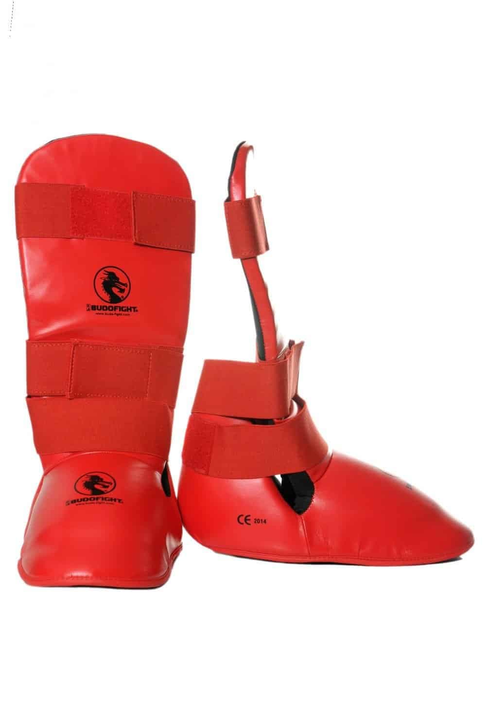 Protèges Tibias et Pieds de Karate Contact - Budo-Fight - bleu ou rouge