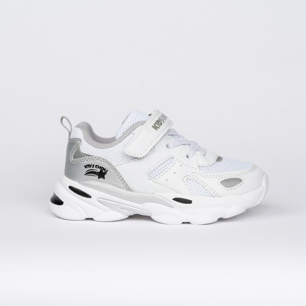 Basket Enfant Modèle Run Blanc/Gris