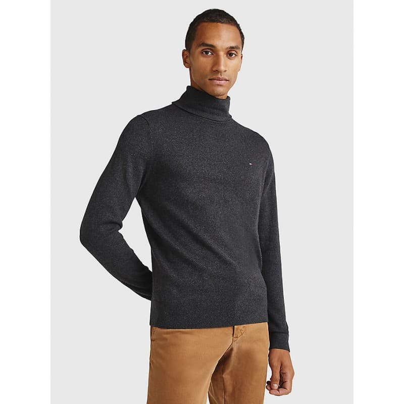 Pull Col Roulé Homme Tommy Hilfiger PIMA CASHMERE XL DARK GREY HEATHER
